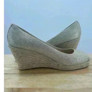 J. Crew Women's Seville Metallic‎ Gold Wedge Espadrilles Sz 11 Summer Shoes